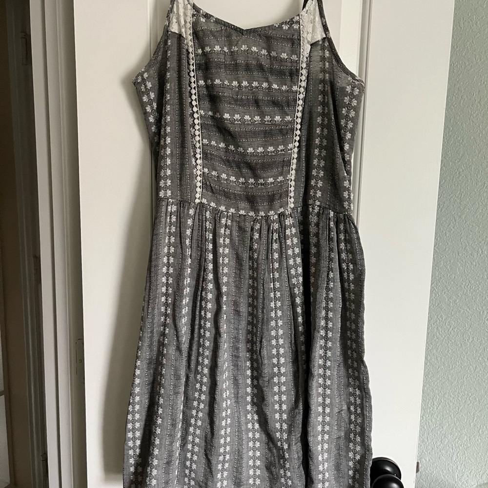 Grey with white floral dress size medium